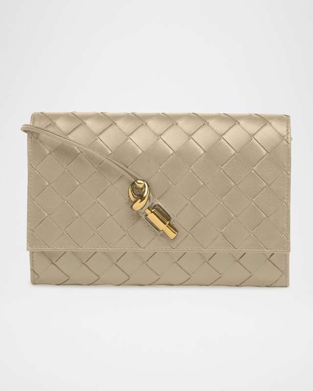 Andiamo Metallic Leather Pouch Bag